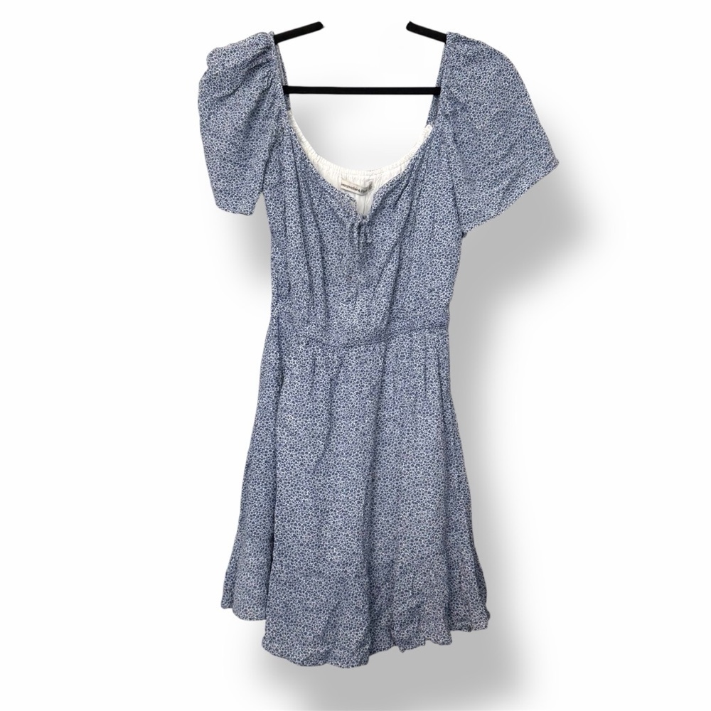 Abercrombie & Fitch Floral Peasant Mini Dress Blue & White - Picture 2 of 6